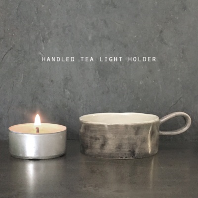 Porcelain Tea Light Holder with Black Wash Glaze